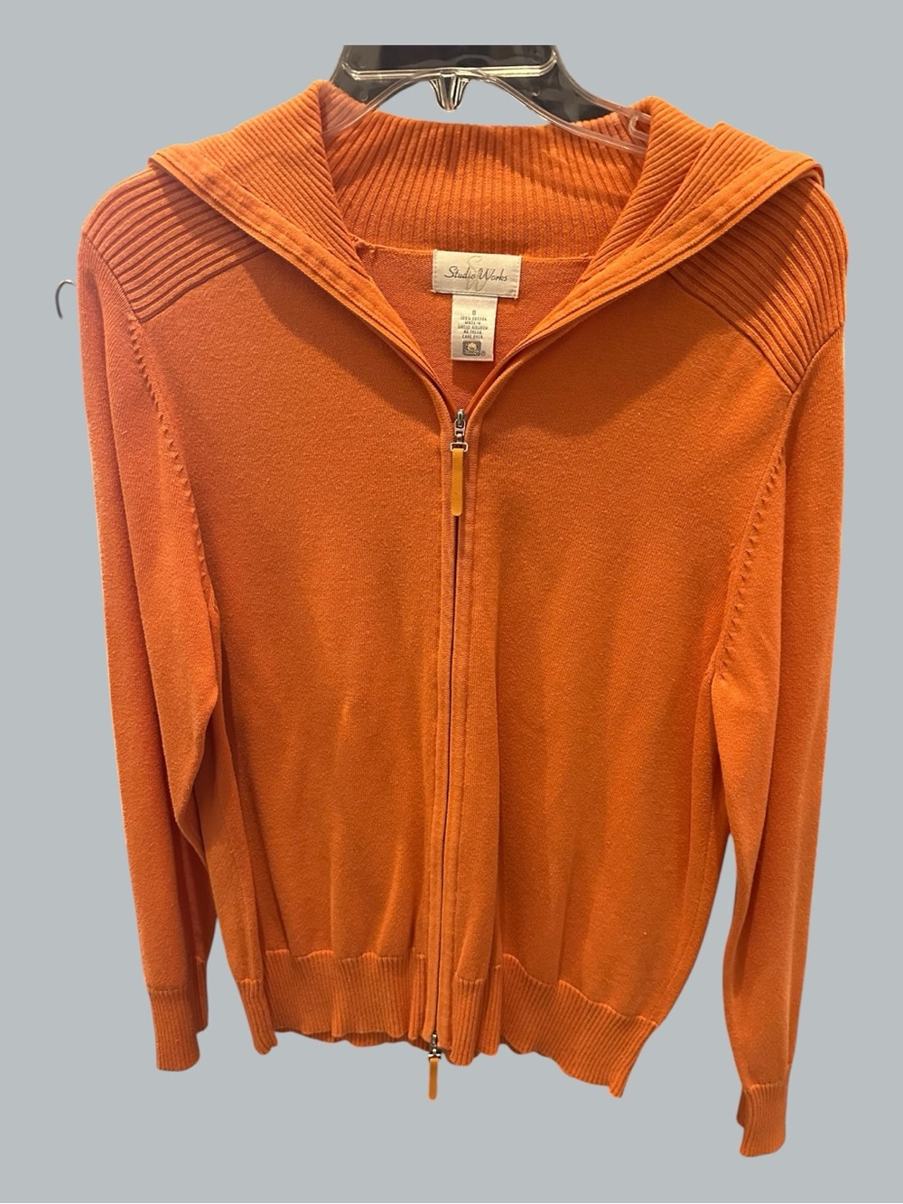 Studio Works Orange 100% Cotton Zip Jacket Made in UK